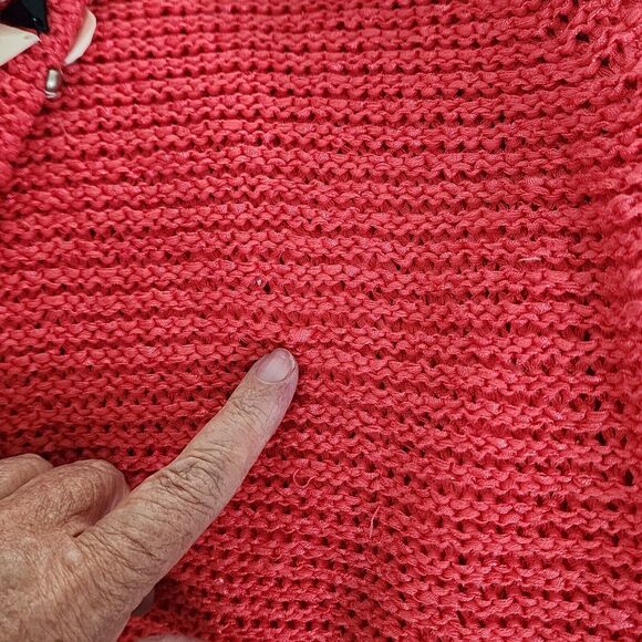 Ruby Rd. Favorites Geranium Sweater With Fringe and Decorative Beads sz X-Large - Picture 2 of 10